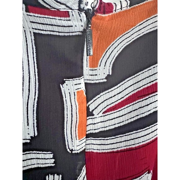 KARL LAGERFELD PARIS Women's Printed High-Low Flutter-Sleeve Dress Blck Multi 10 - Picture 11 of 12